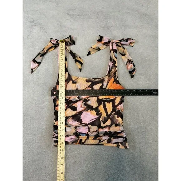 Free People Avenue Ruched Bow Strap Tank Top Small - Picture 10 of 10